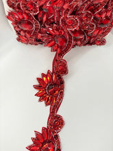 Load image into Gallery viewer, Red Large Flower Stone Trim (2,5&quot; width)
