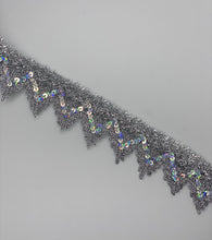 Load image into Gallery viewer, Silver zigzag trim with sequence (3 yards)
